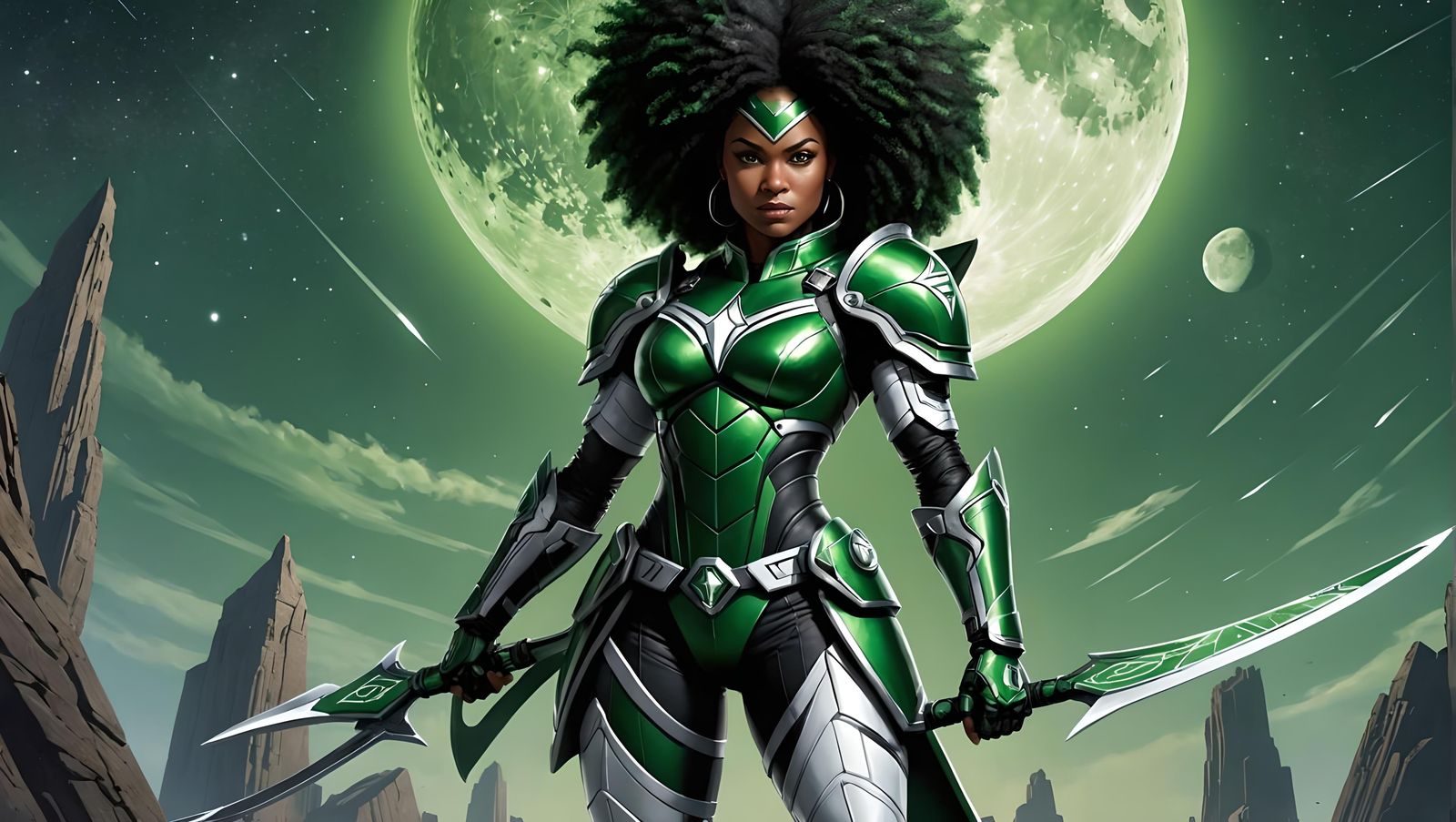 Black Female Superhero in Astral Armor