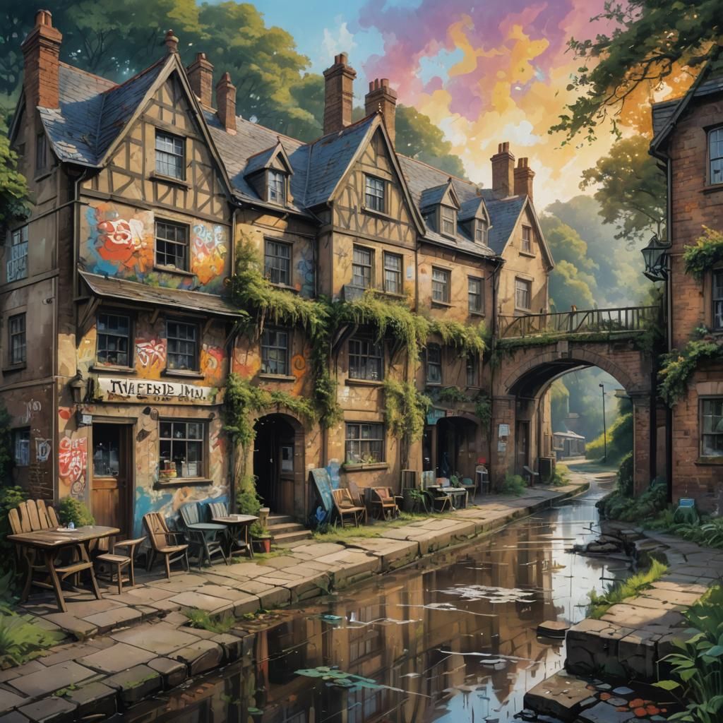 Riverside Inn in Graffiti Art Style
