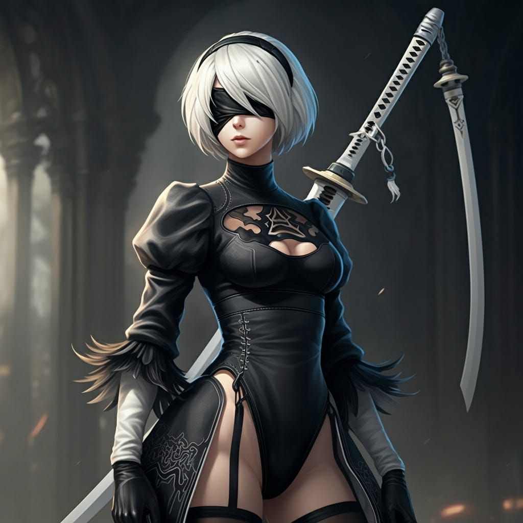 2B from Nier Automata full body picture.