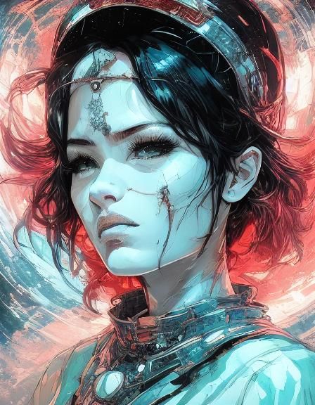 Futuristic Cyborg Nun in Gothic Dark Fantasy Style