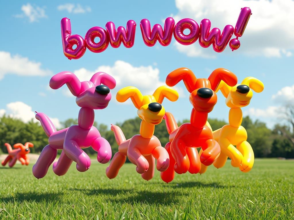 Playful Balloon Dogs in a Sunny Park