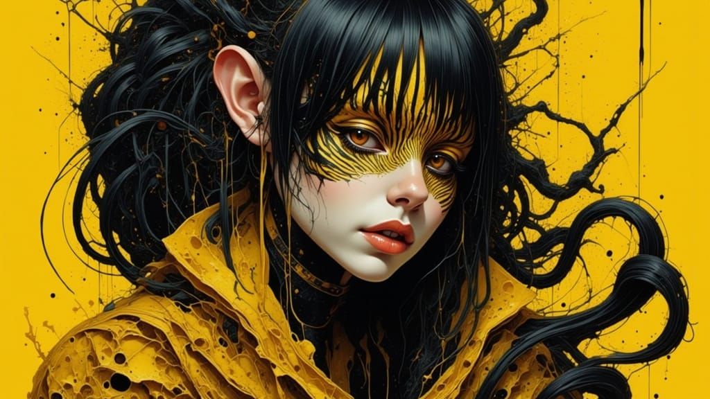 Striking Yellow and Black Striped Portrait Concept Art