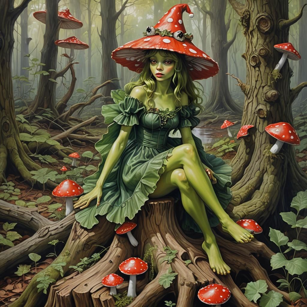 Enchanting Frog Fairy in Forest Clearing