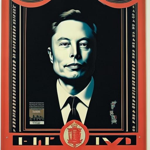 Elon Musk Portrait in Surrealist Street Art Style