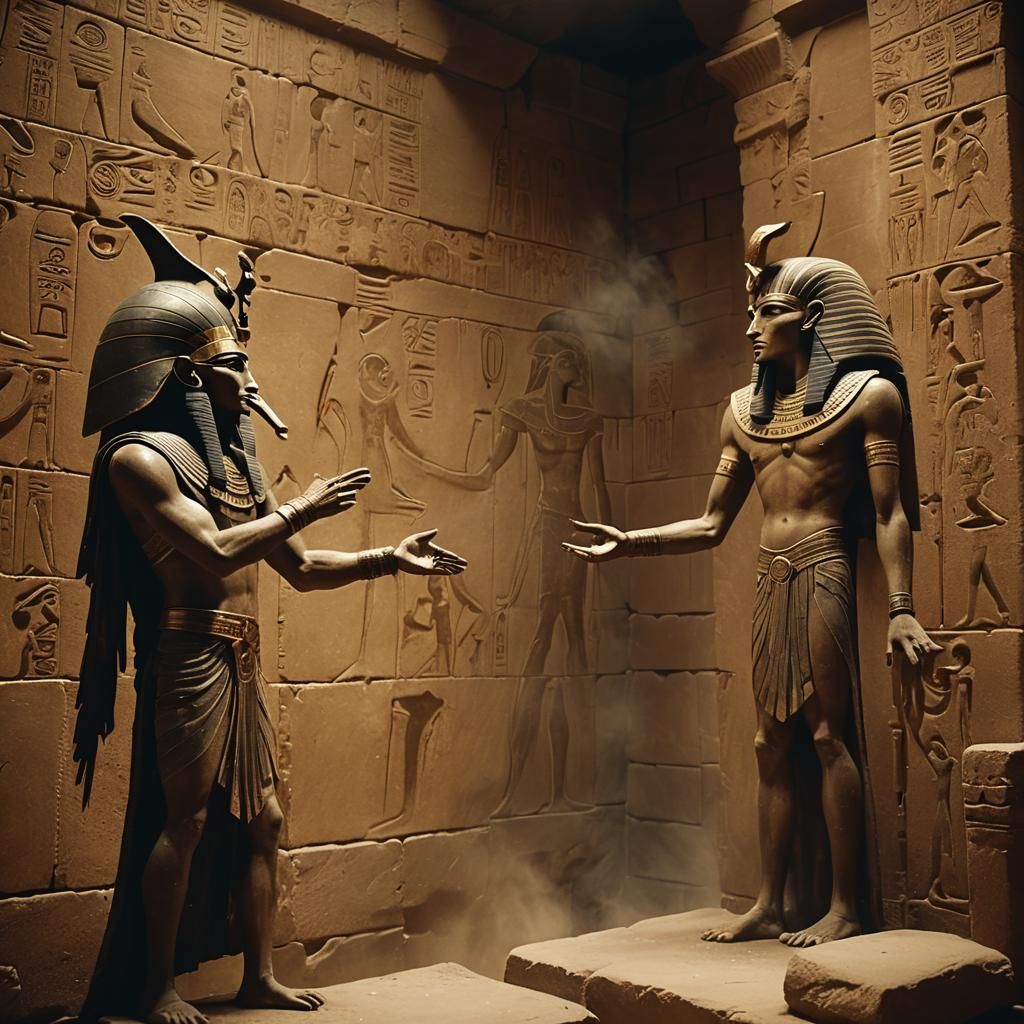 Horus and Thoth in Ancient Chamber