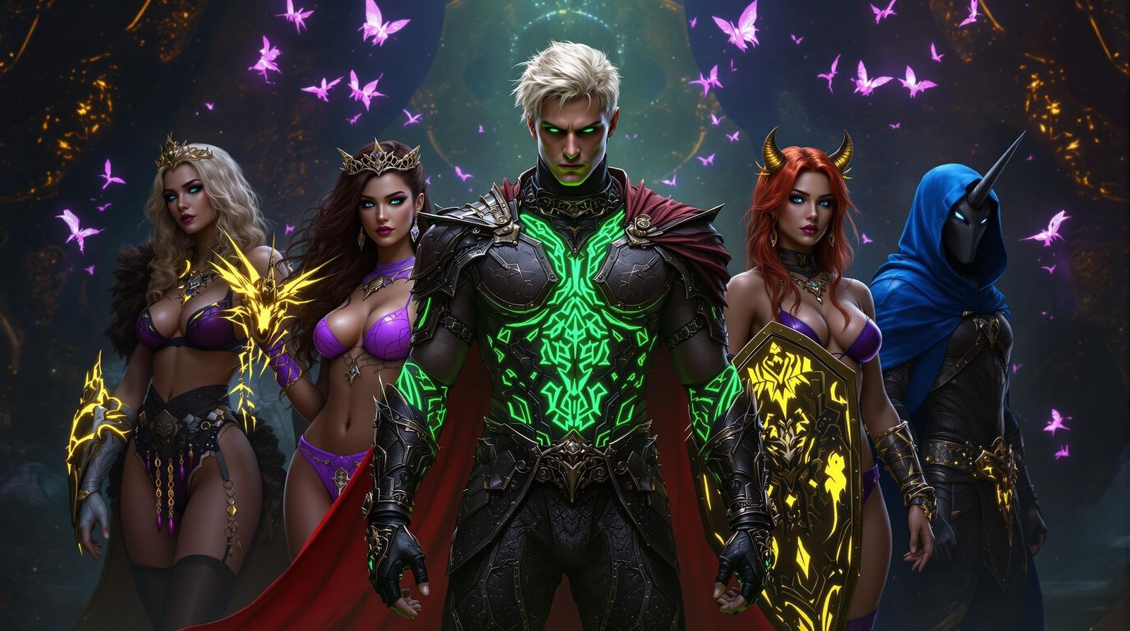 Goth Fantasy Warriors in Immersive Dark Matte Fantasy Settin...