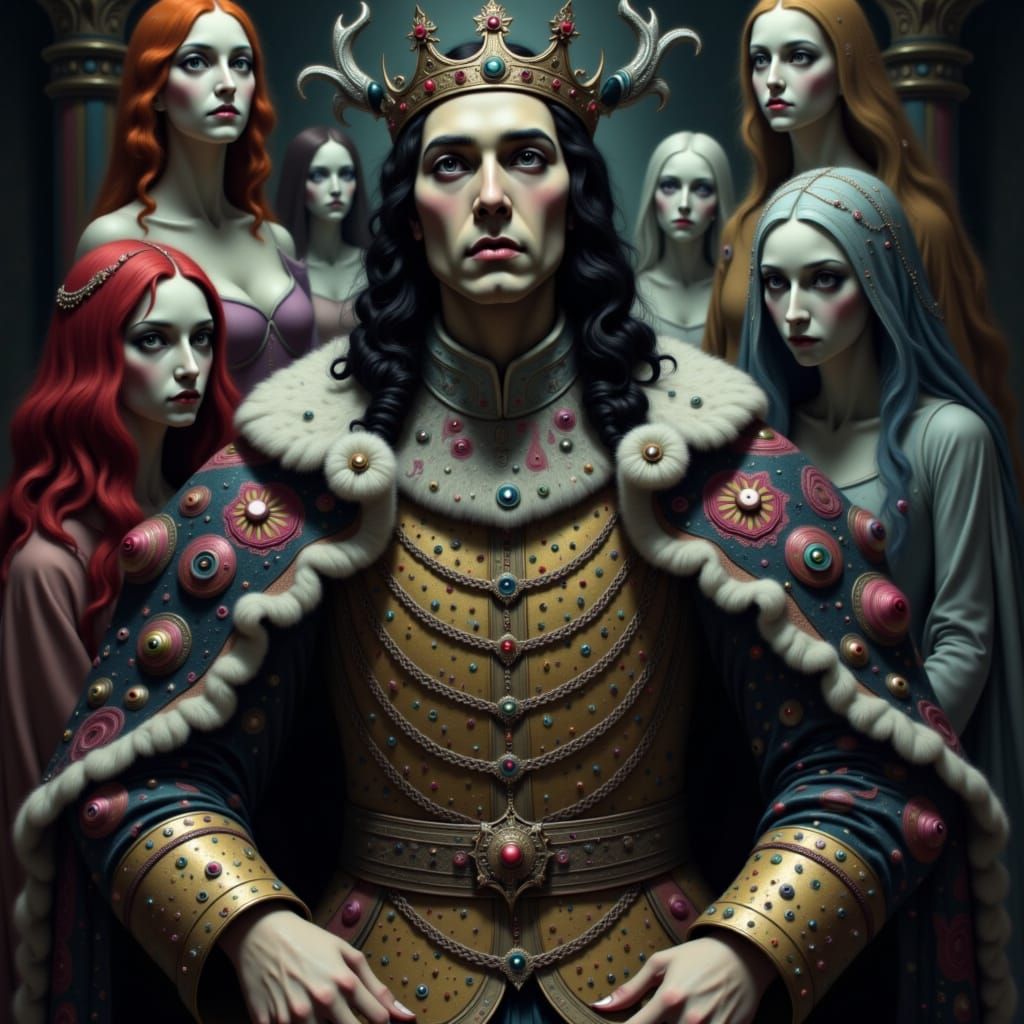 Henry VIII Haunted by Wives in Gothic Style