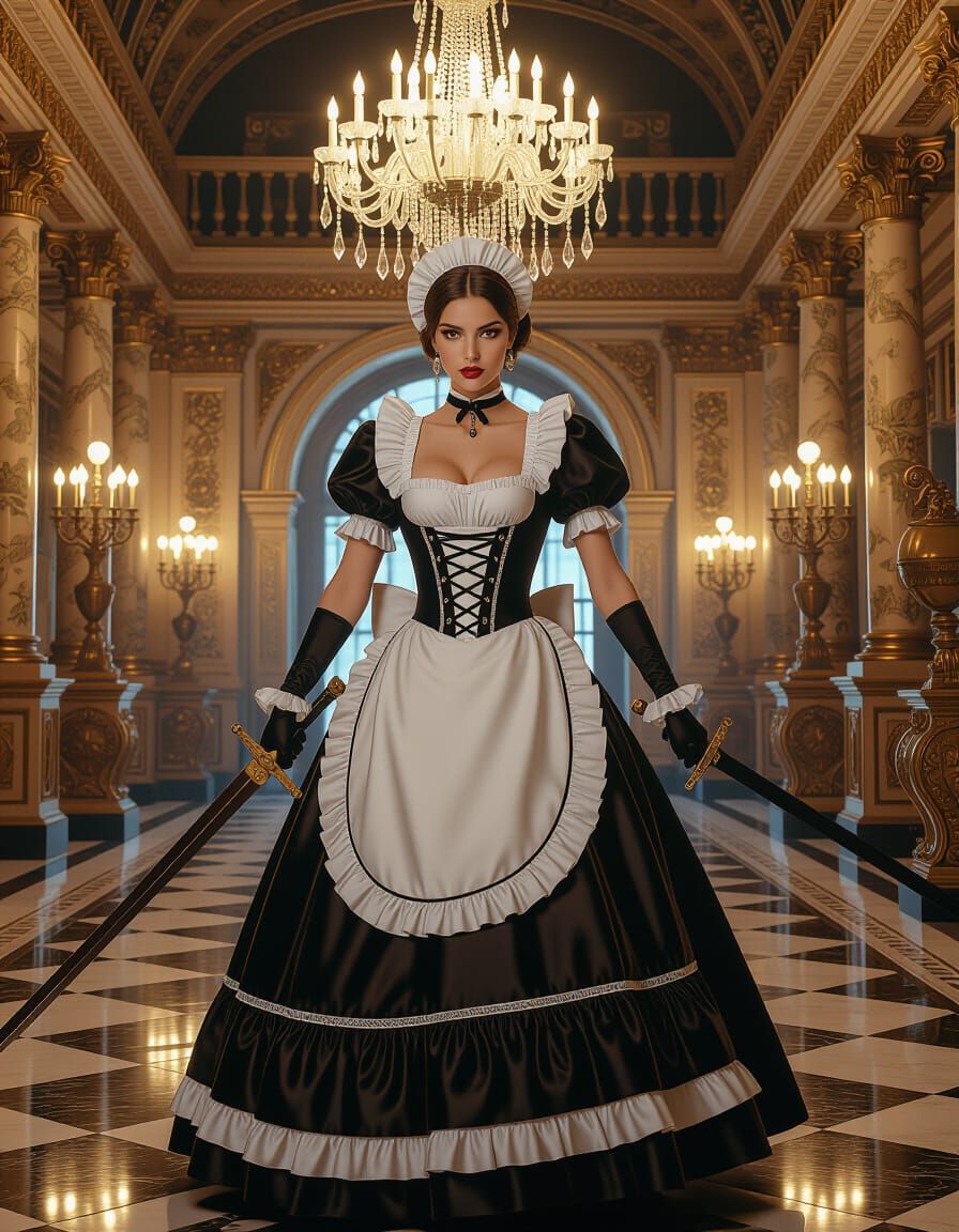 Dangerous French Maid Cleans Opulent Baroque Mansion