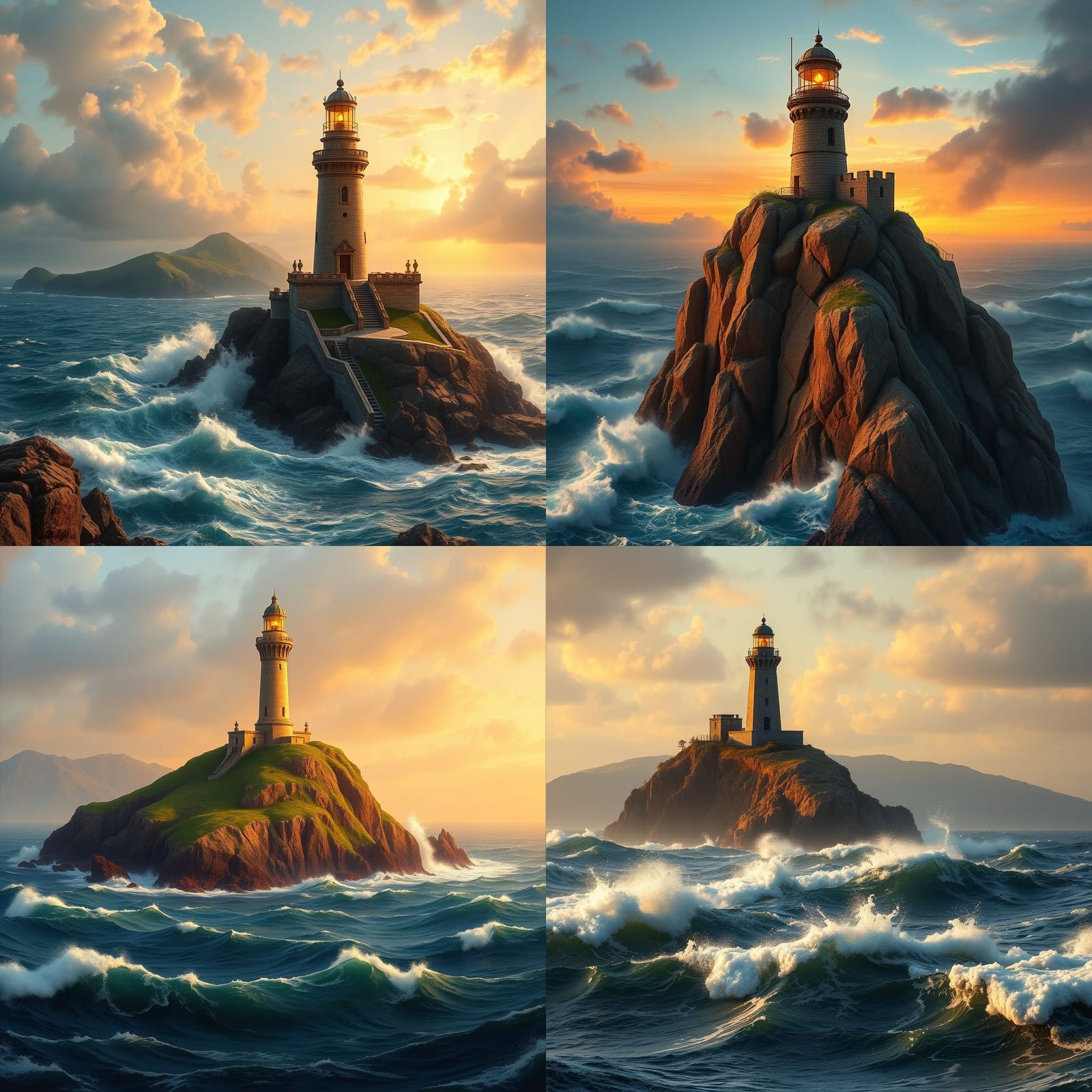 Island Lighthouse in Vernet Style, Golden Hour