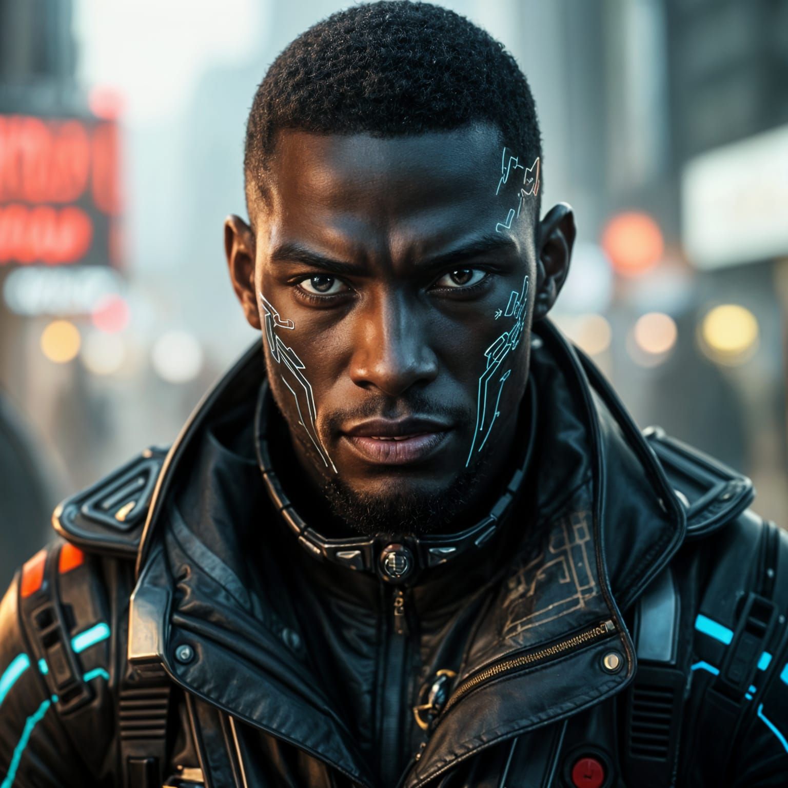 Cyborg Pilot in High-Tech Suit, Cyberpunk Style