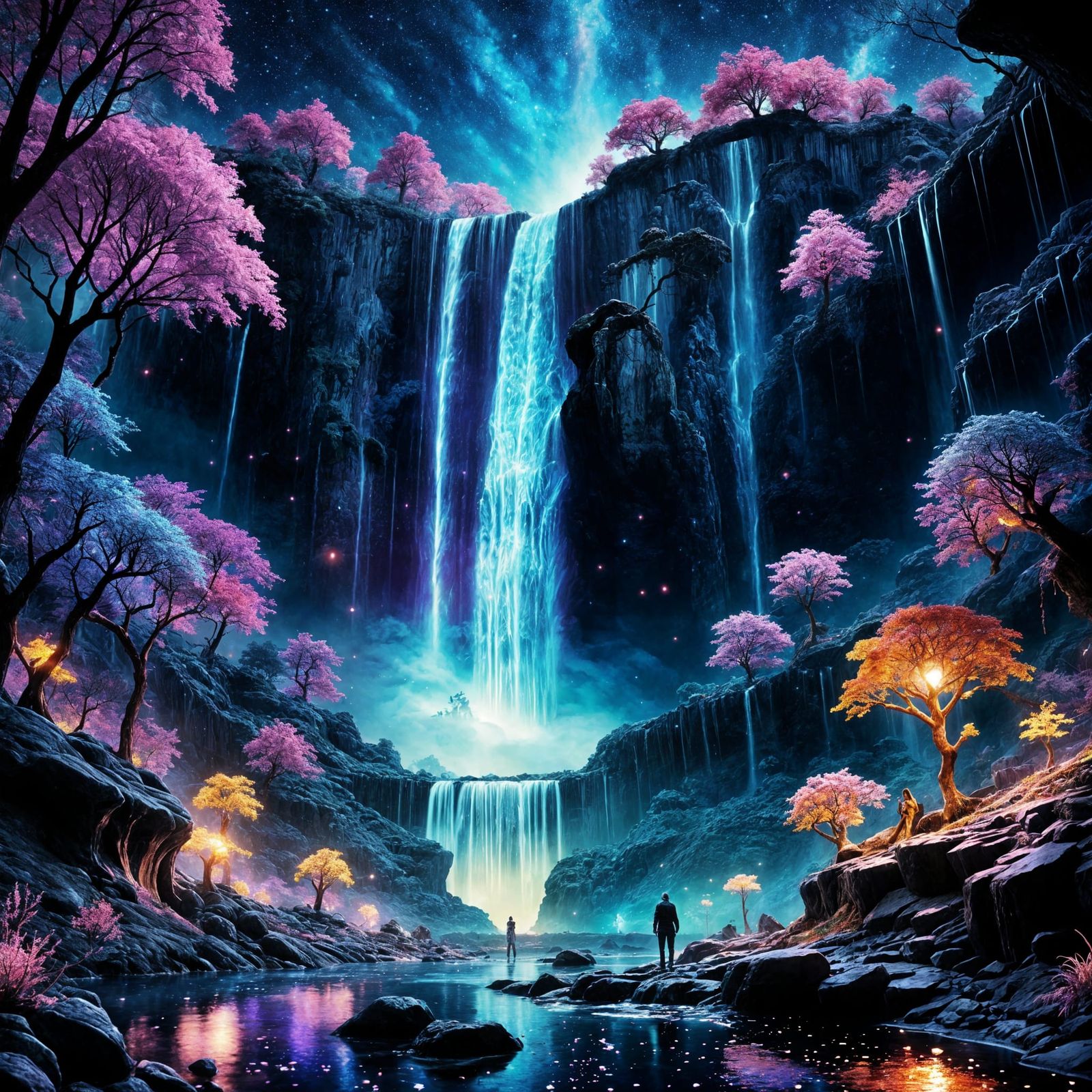 Night waterfall