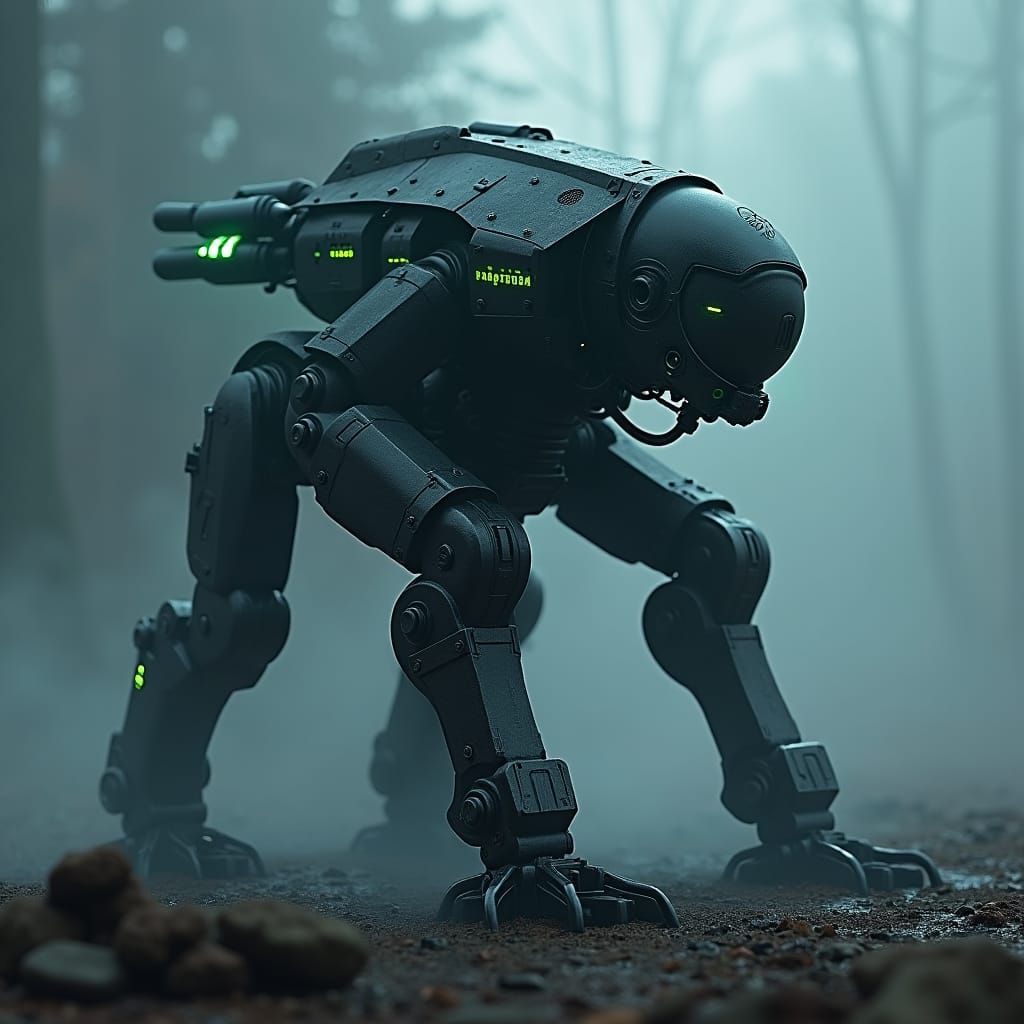 Futuristic Robotic Exoskeleton in a Sci-Fi Landscape