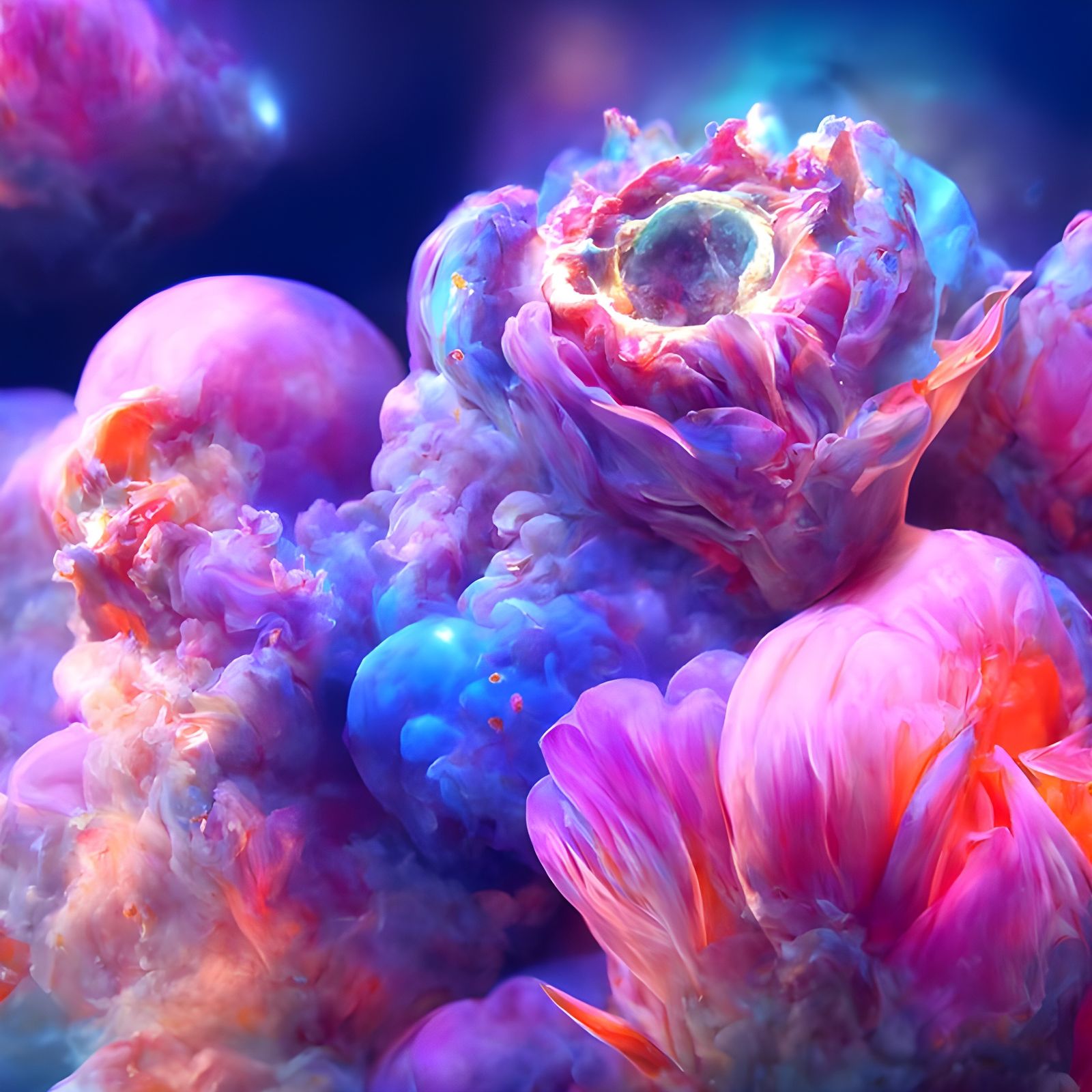 Glowing Celestial Flowers in Nebula