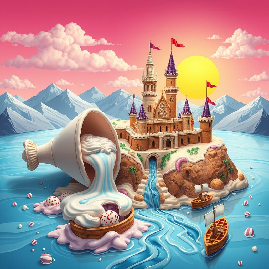 Ice Cream Waterfall in a Candy Land