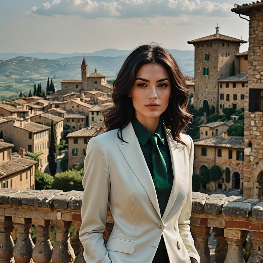 Elegant Italian Woman in Tuscany, Photographic Style
