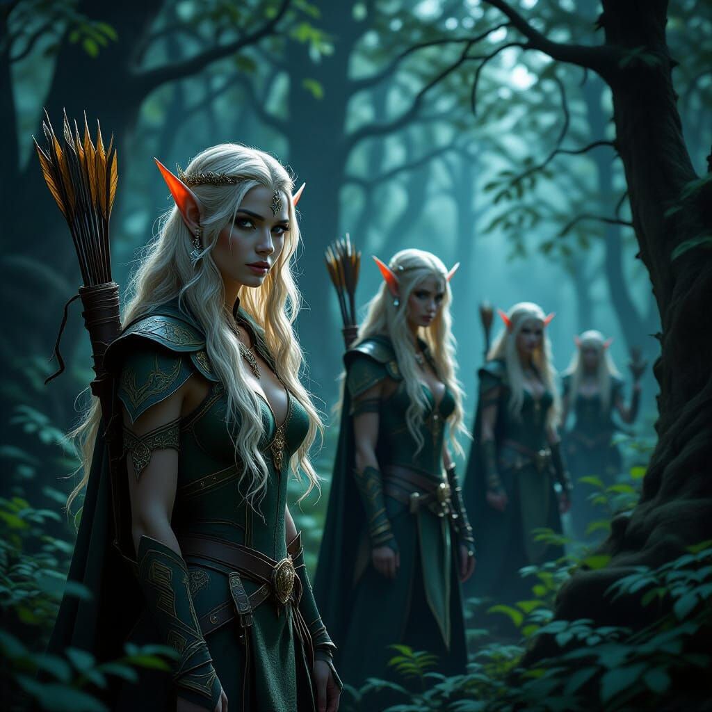 Wood Elves in a Dark Forest