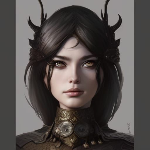 , beautiful d&d character portrait,  dark fantasy,  detailed,  realistic face,  digital portrait,  intricate armor,  fiv...