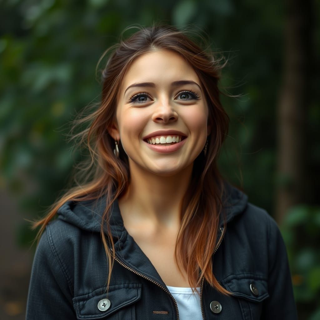 Woman Standing with Excitement in Her Eyes