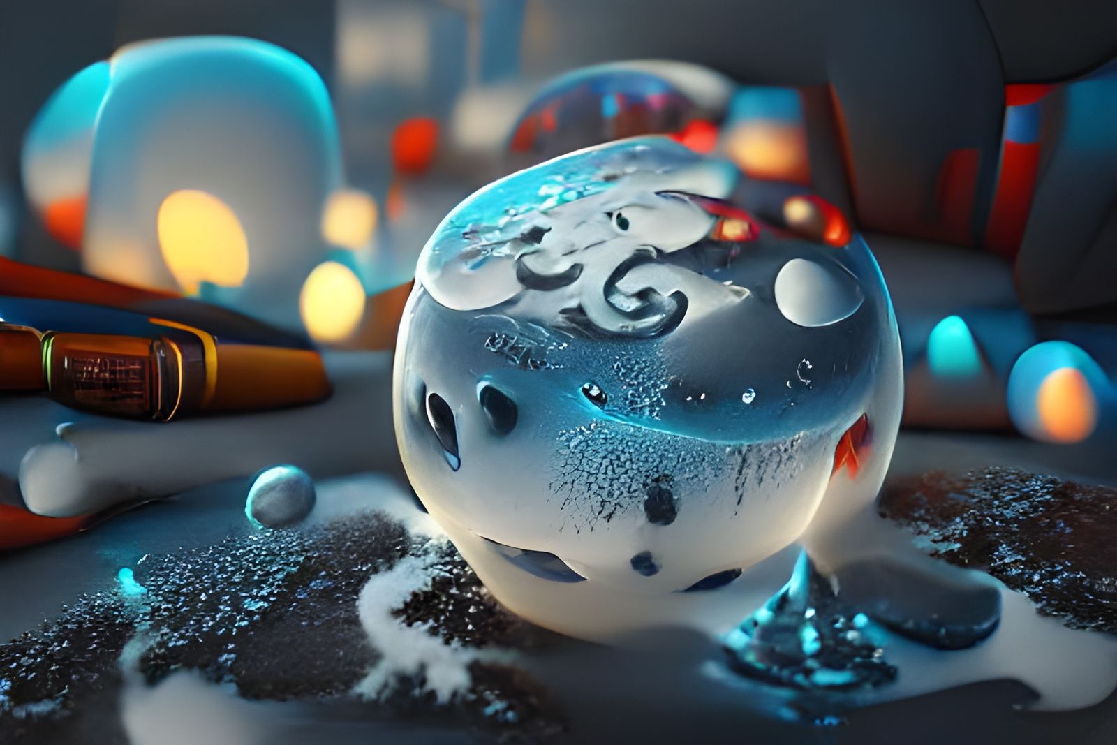 Snow Globe Snowmen in Hyperreal Digital Art
