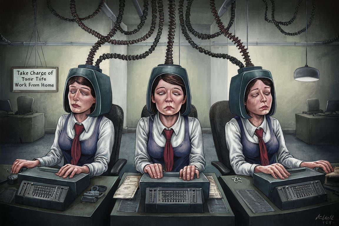 Thought-Provoking Office Scene: Controlled Lives