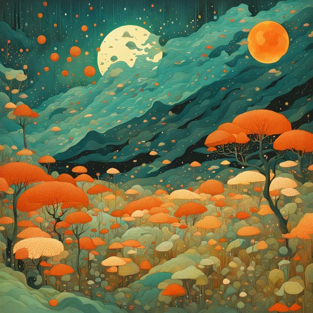 Detailed Gouache Painting