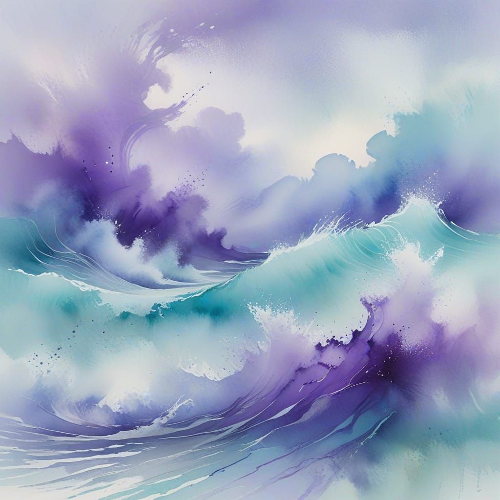 Serene Abstract Expressionism in Pastel Watercolor