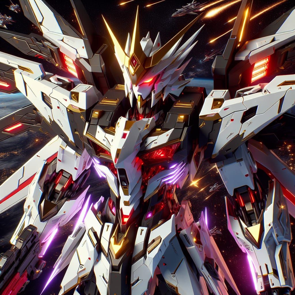 Cyberpunk Space Mech in Binary Color Tone