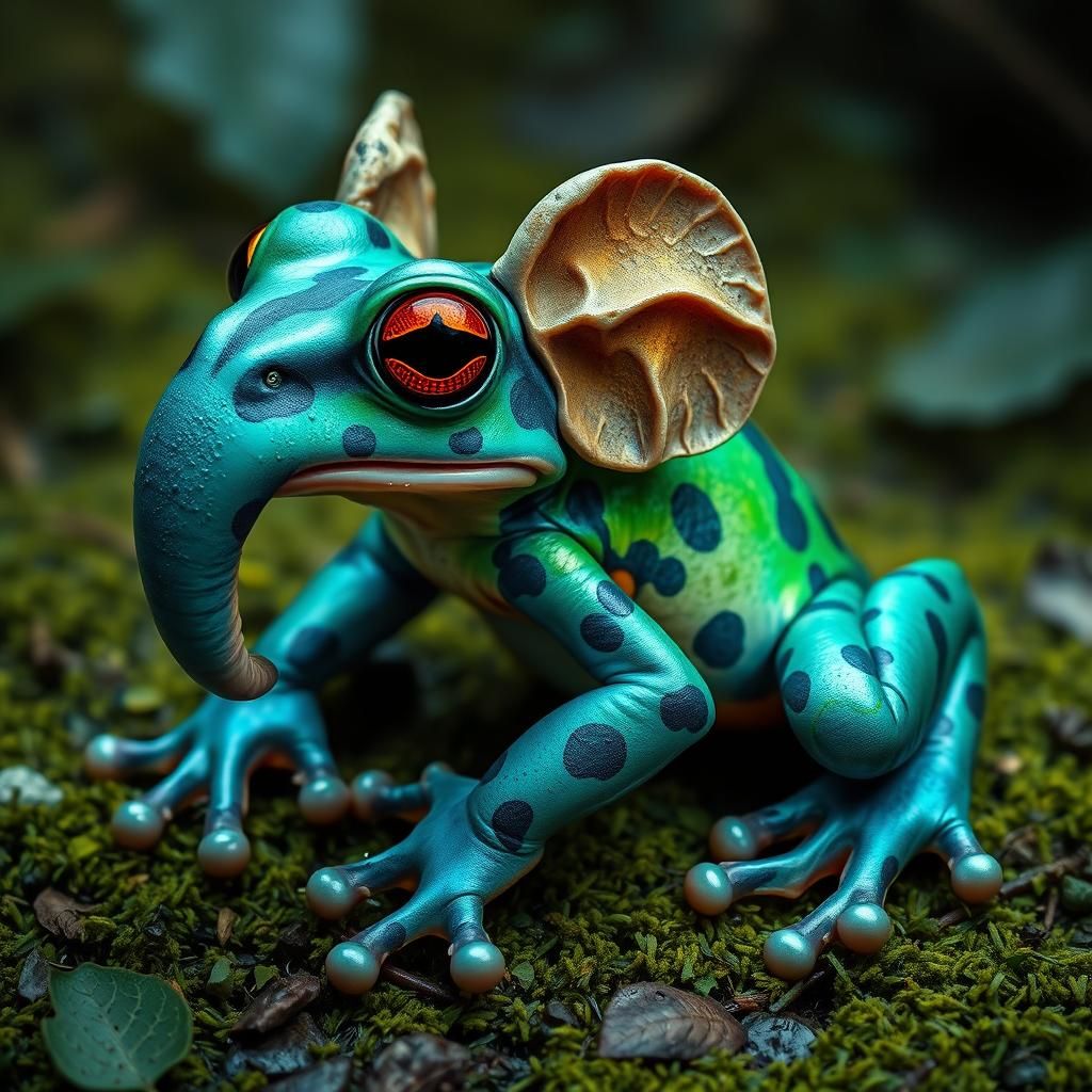 Frog-Elephant Hybrid in Beksiński-Giger Style