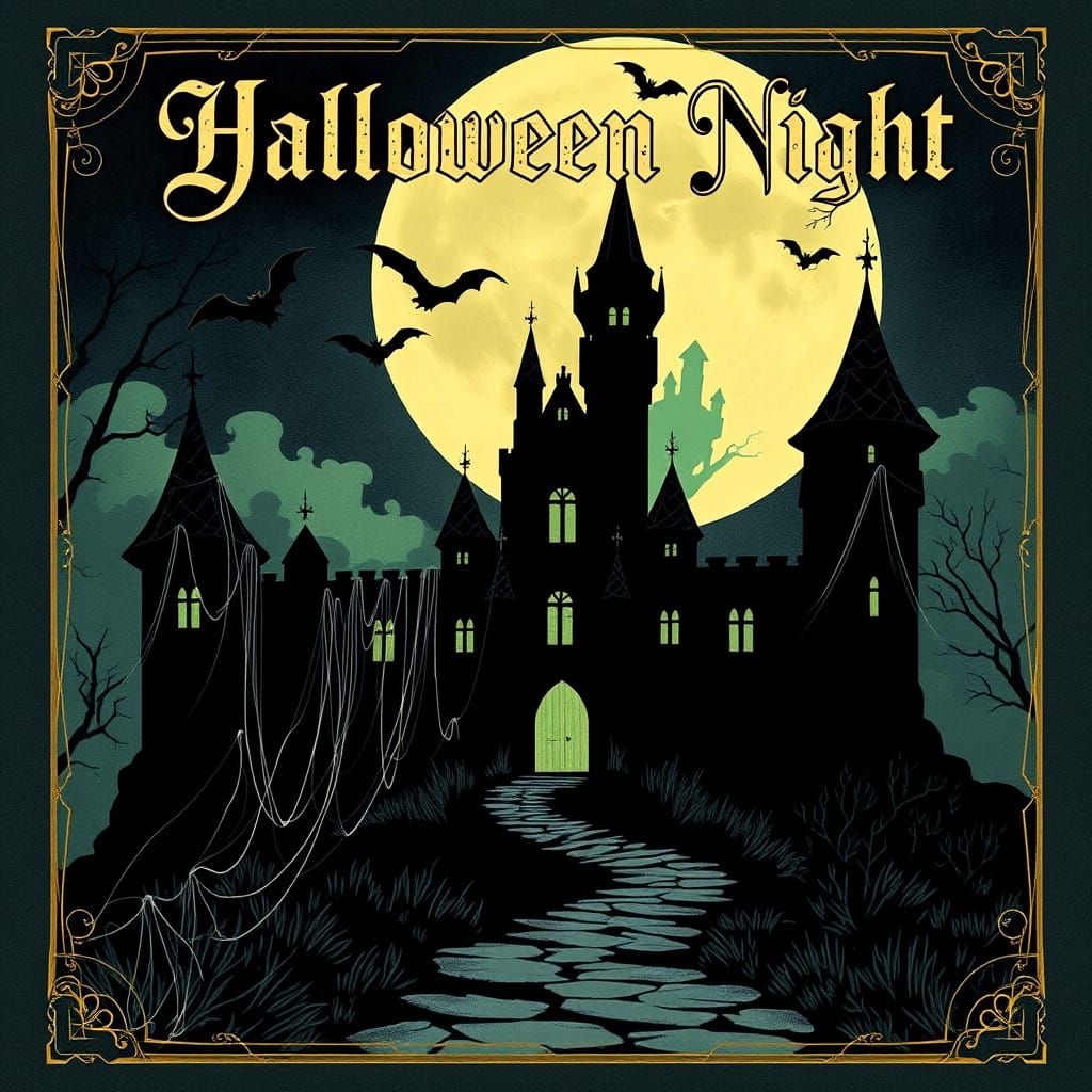 Spooky Halloween Castle Book Cover Illustration