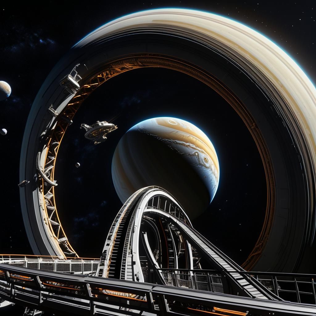 Spectacular Space Roller Coaster on Saturn Rings