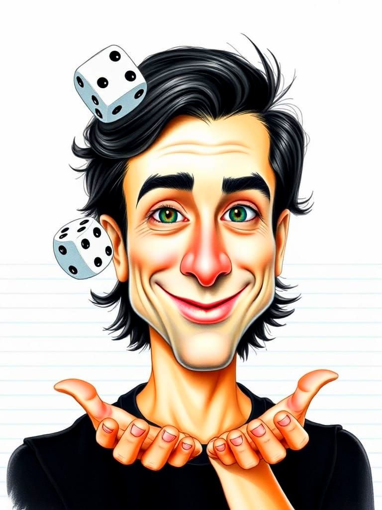 Man with Dice in Studio Portrait