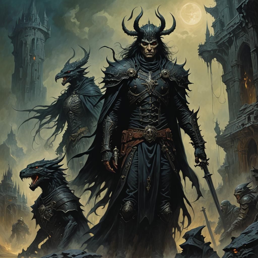 Dark Fantasy Painting in Gerald Brom Style