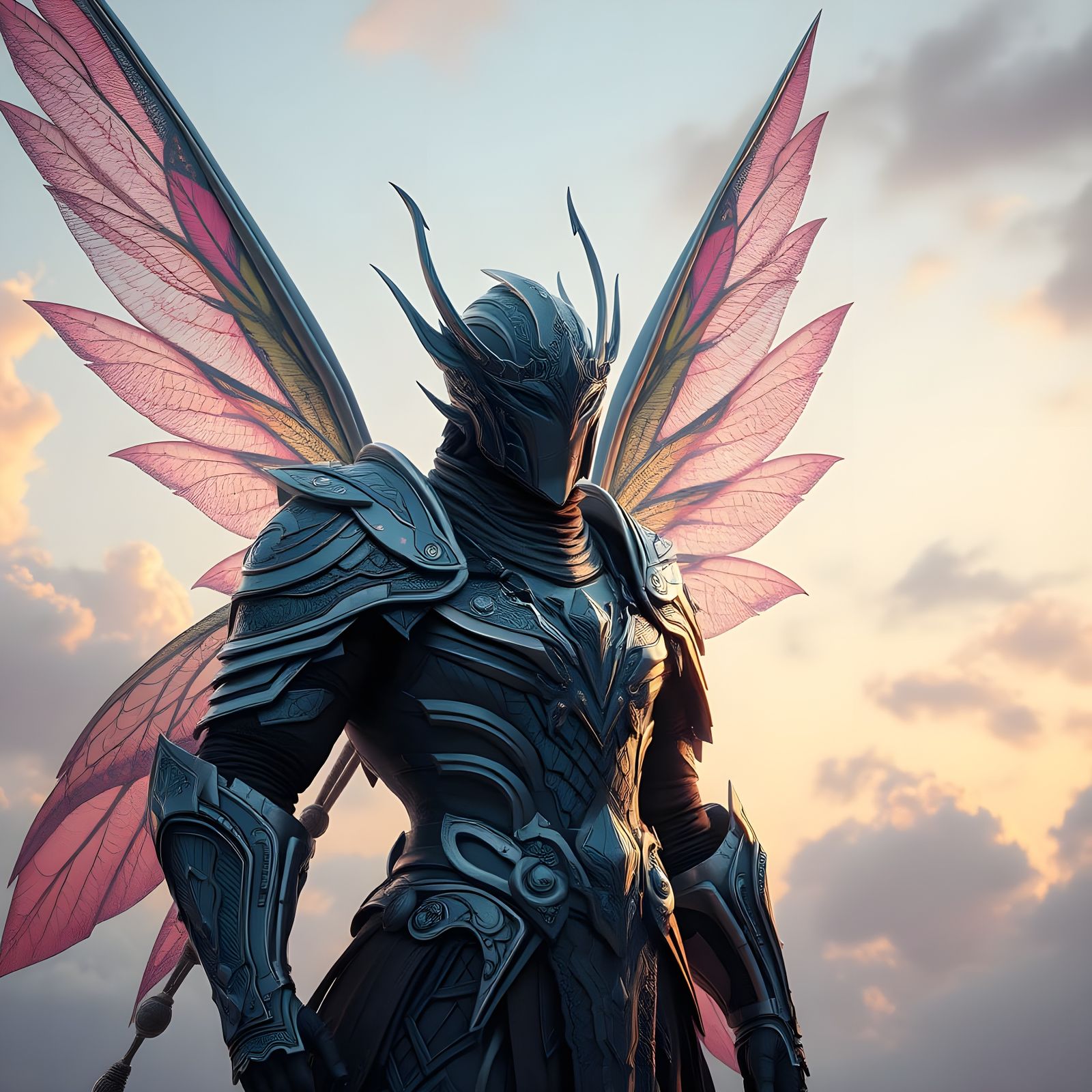 Regal fairy knight adorned in armor, embodying elegance and mystique.