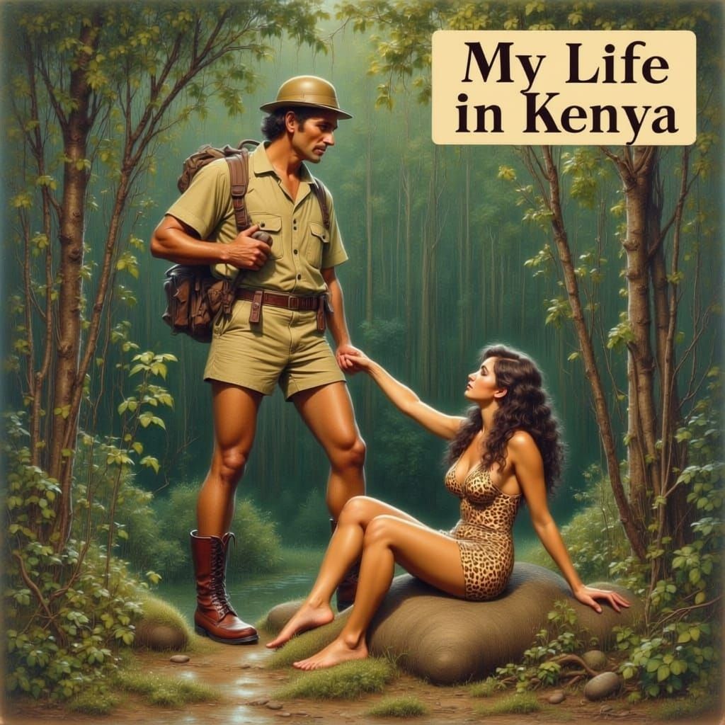 Jungle Encounter Oil Painting by Frank Frazetta Style