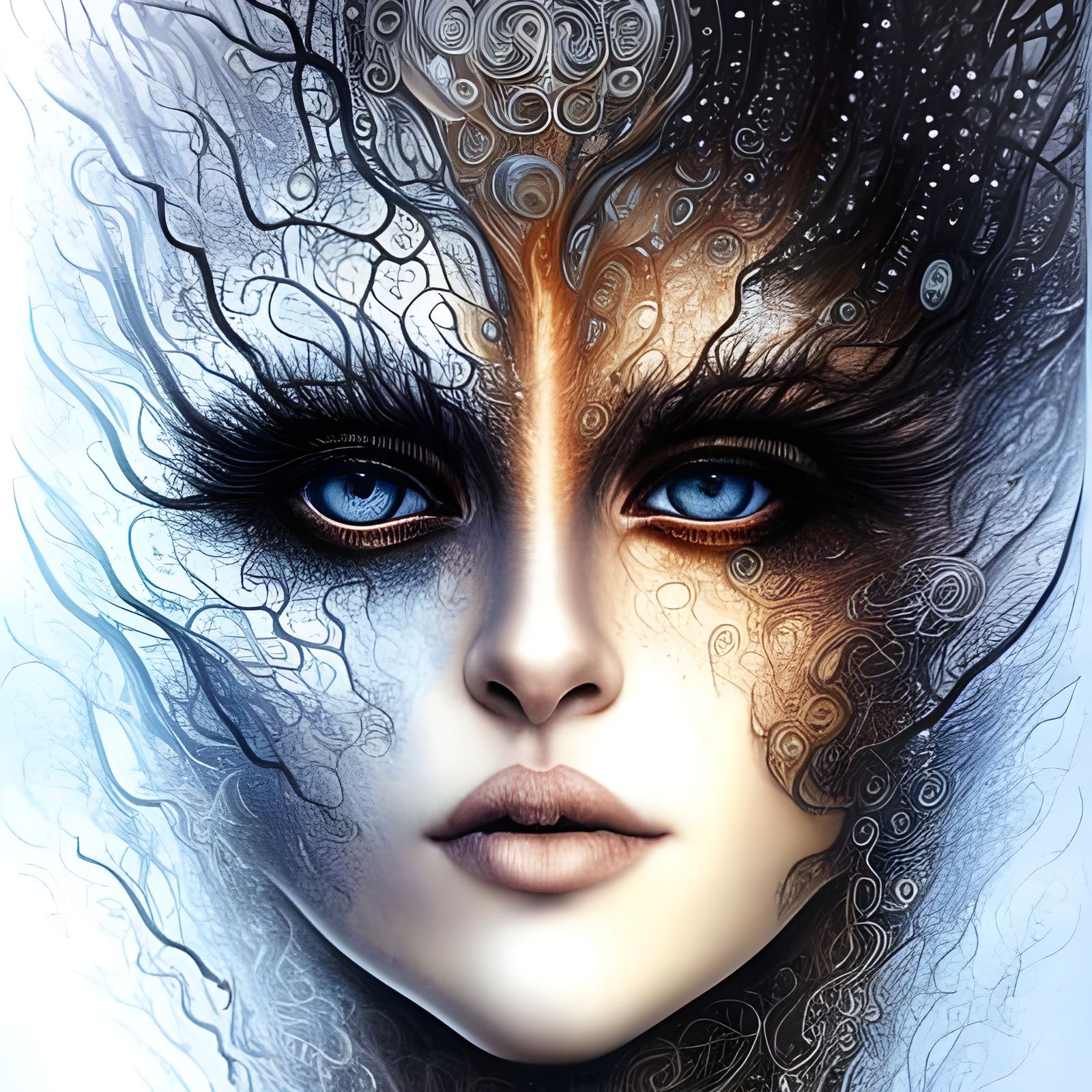 Fire Eyes Elemental: Intricate Fantasy Art
