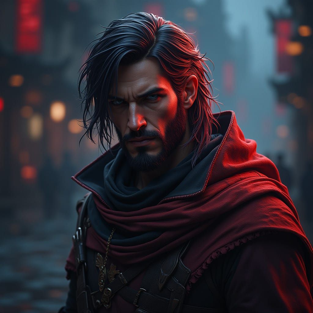 Dramatic Portrait of a Mysterious Male Rogue