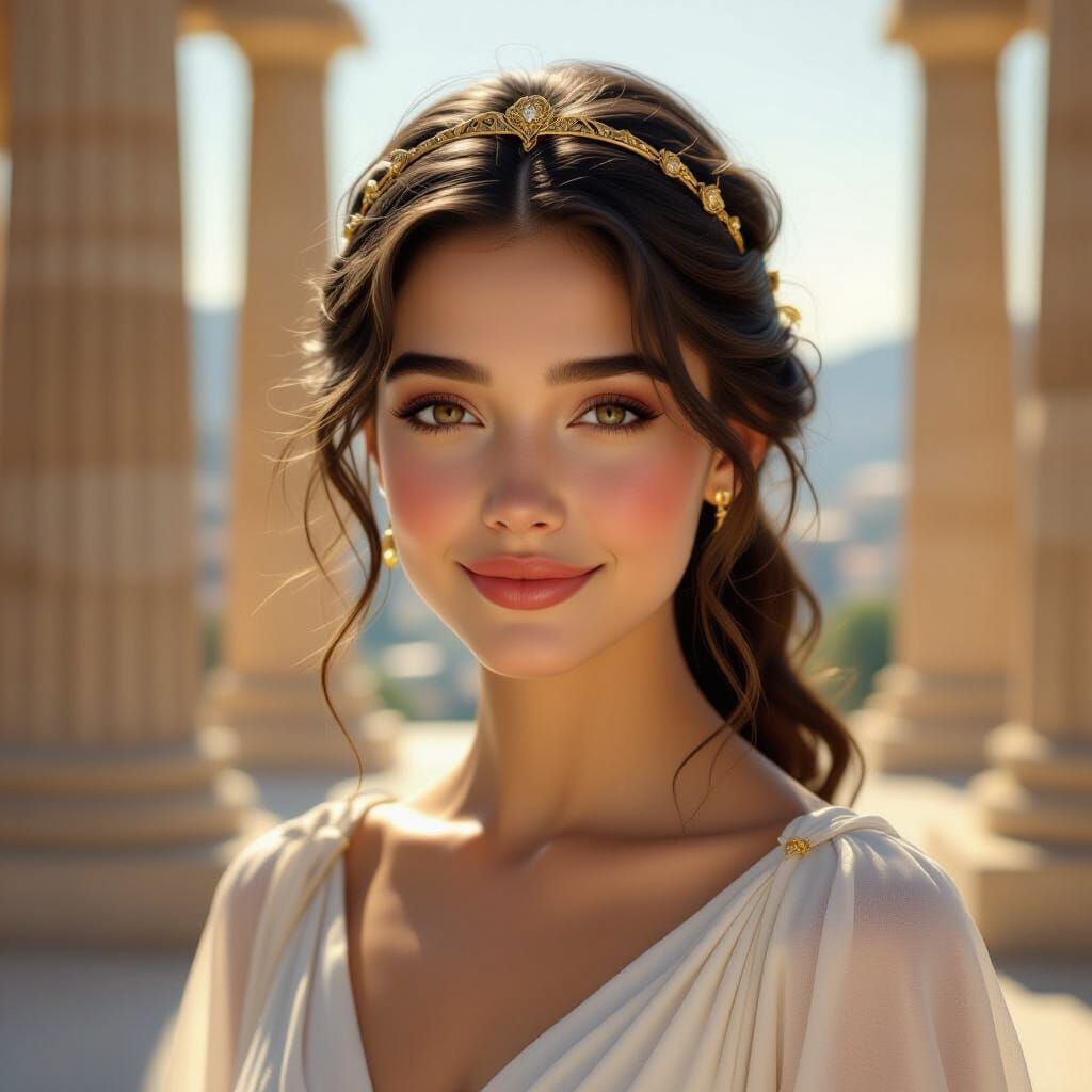 Athena Portrait: Hyperrealistic Goddess in Soft Light