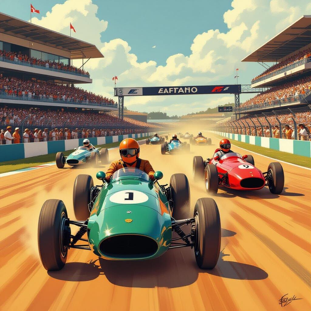 Vintage Formula One Race on Dusty Brazilian Track