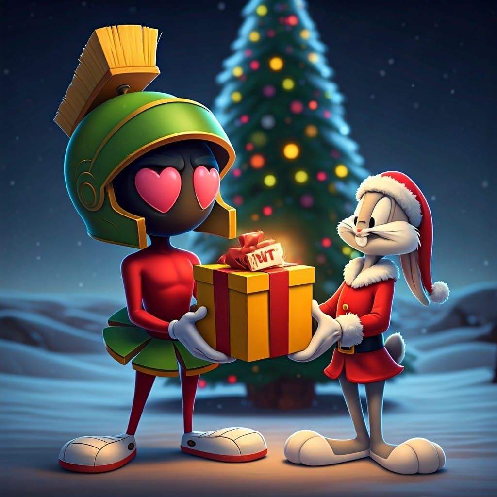 Marvin The Martian Surprises Daffy Duck with a Gift under De...