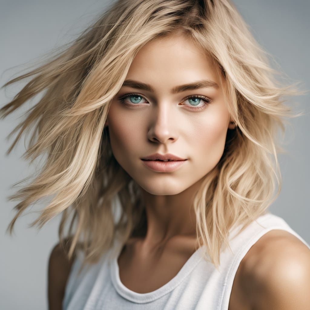 Warm Portrait of a Young Woman with Windswept Hair