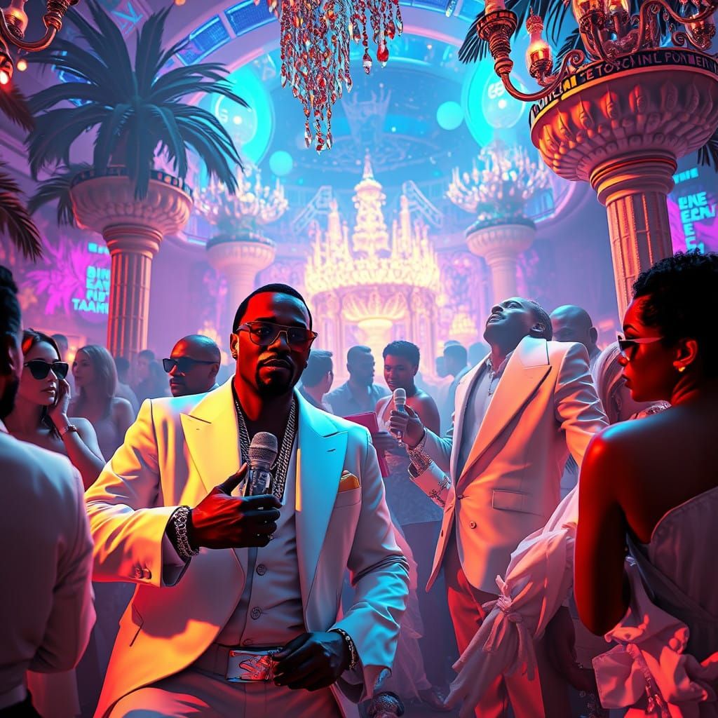 Luxurious White Party Scene with P Diddy and Michael Jackson...