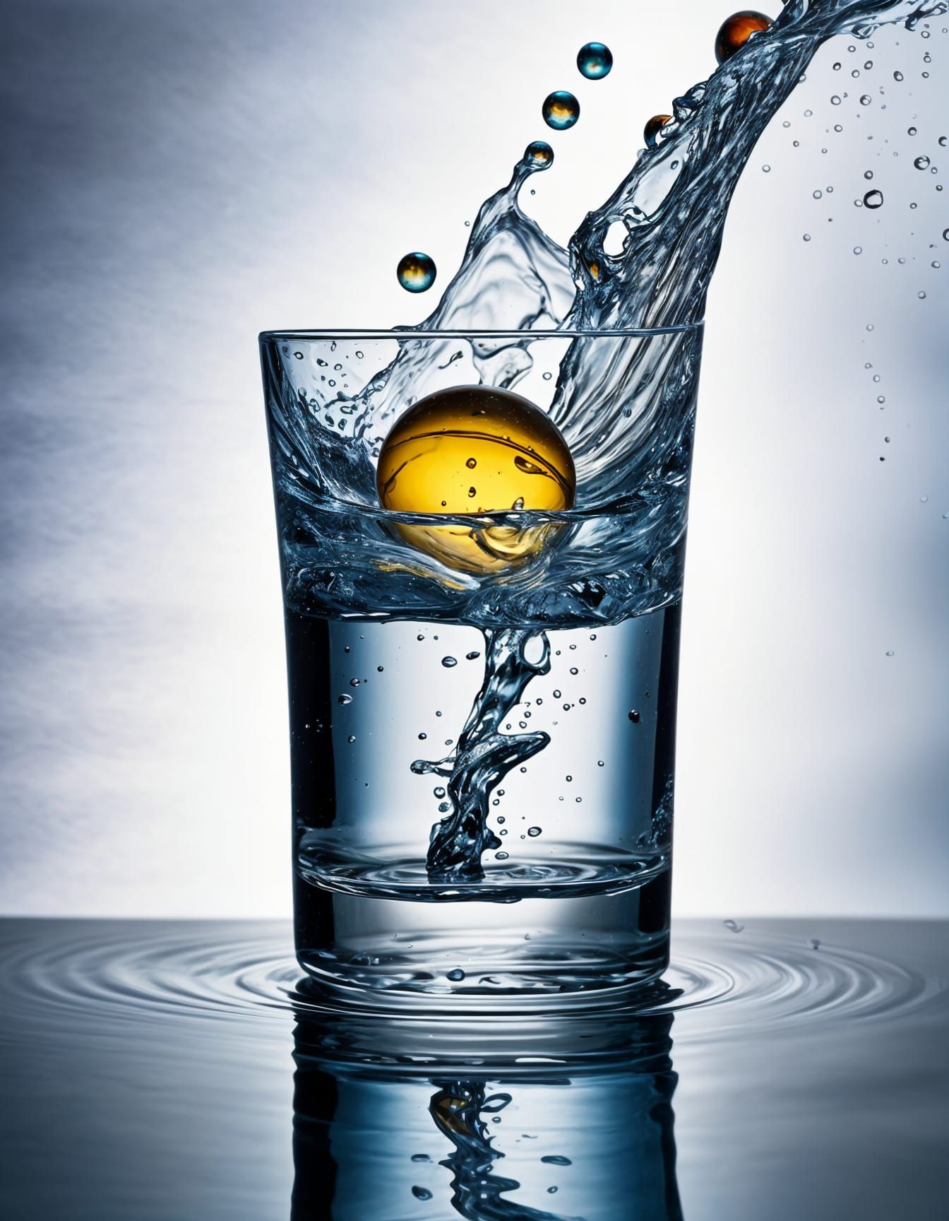 High-Speed Splash: Glass Orb in Water