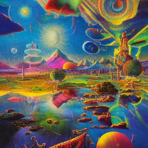 Sparkling Holographic World in Mixed Media Style