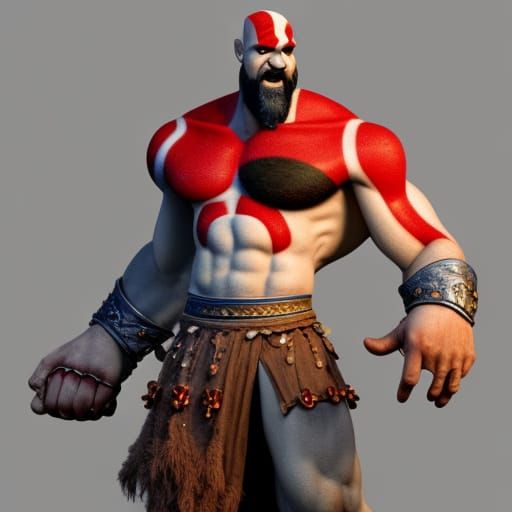 Kratos in Pixar Style 3D Digital Art