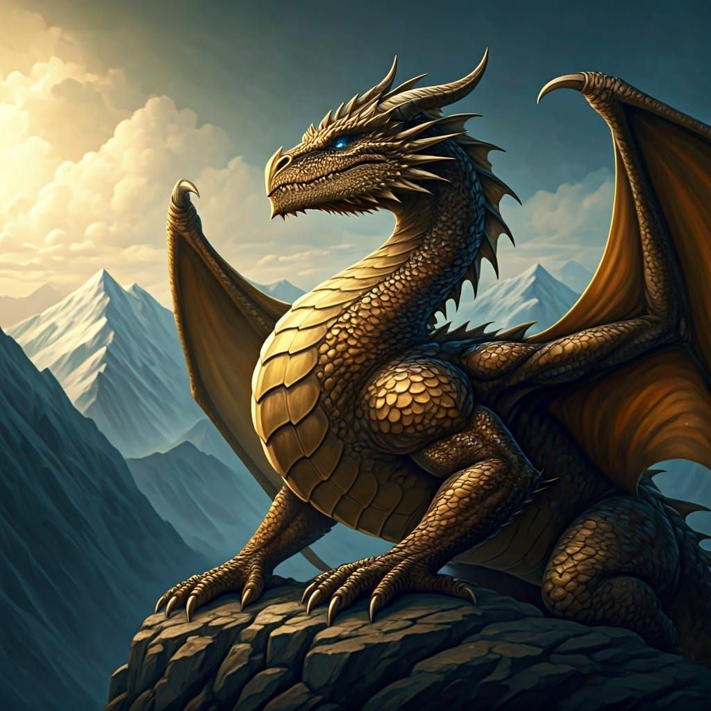 Majestic Dragon on Mountain Ridge