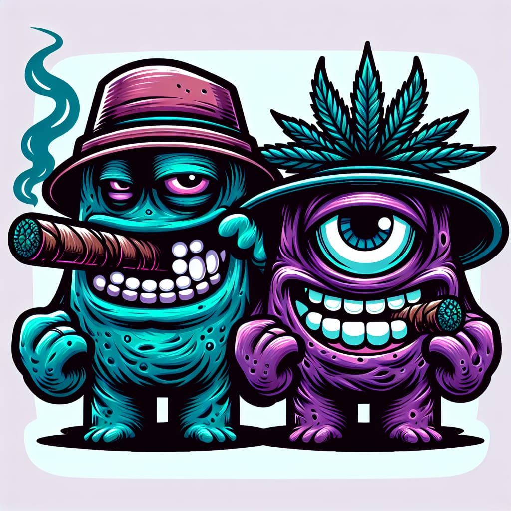 Monstrous Zombie Characters Smoking Cigars