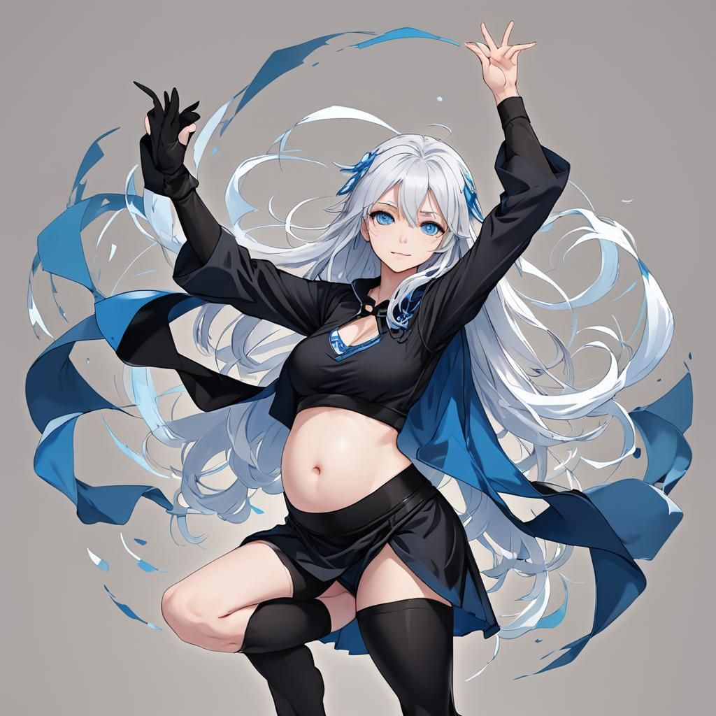 Pregnant Anime Dancer in Key Visual Style