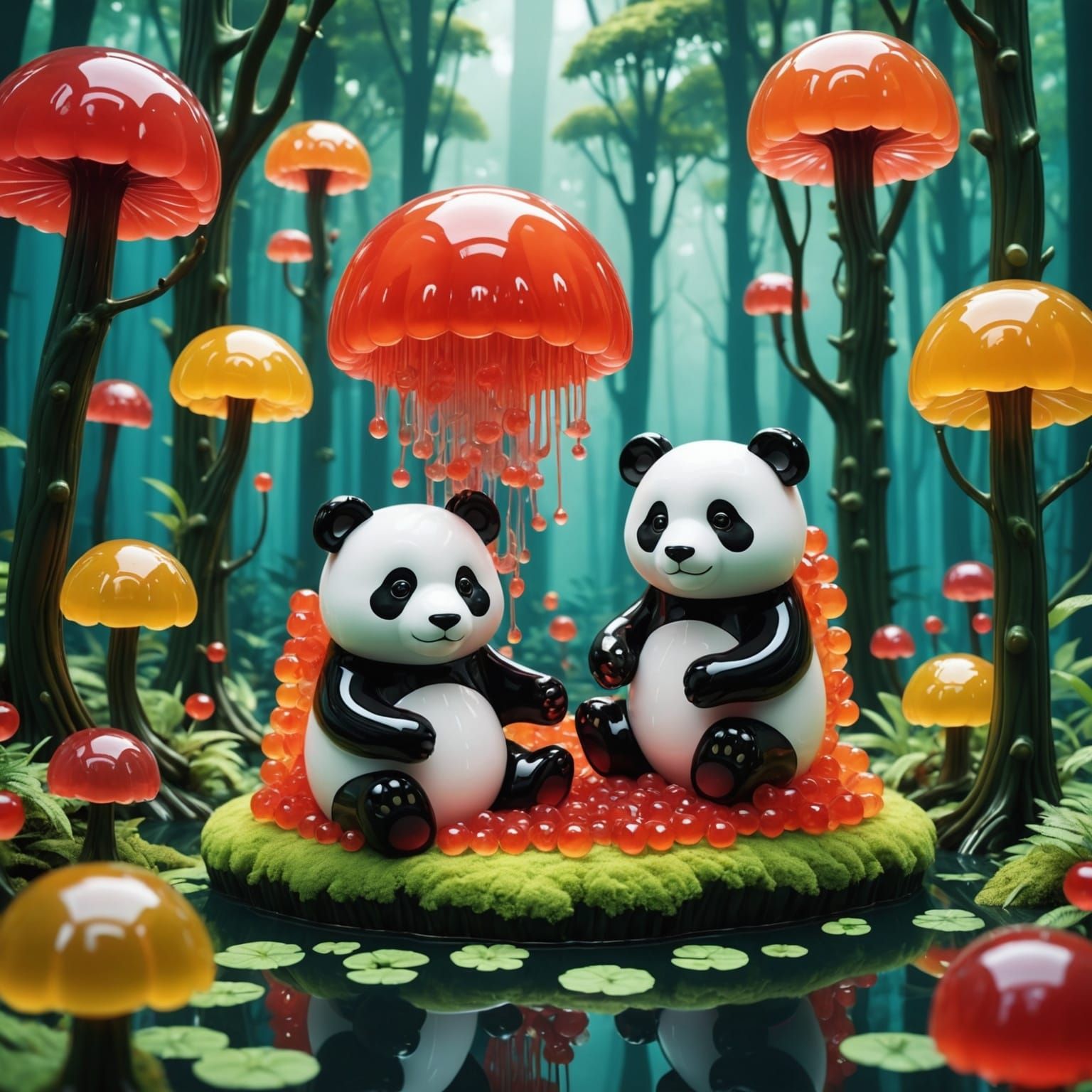 Two Jelly Pandas in a Jelly Forest