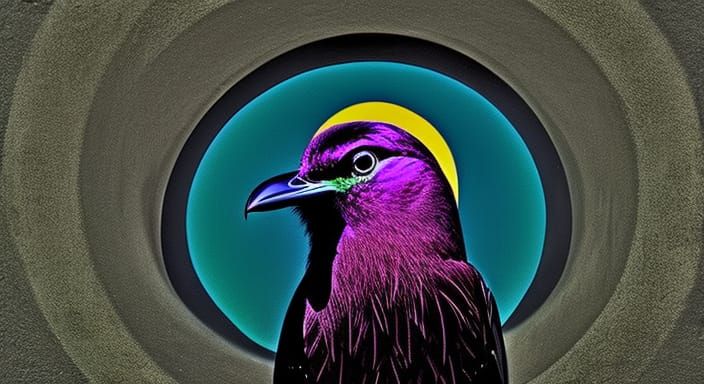 Sleek Raven in Solarpunk Noir Style