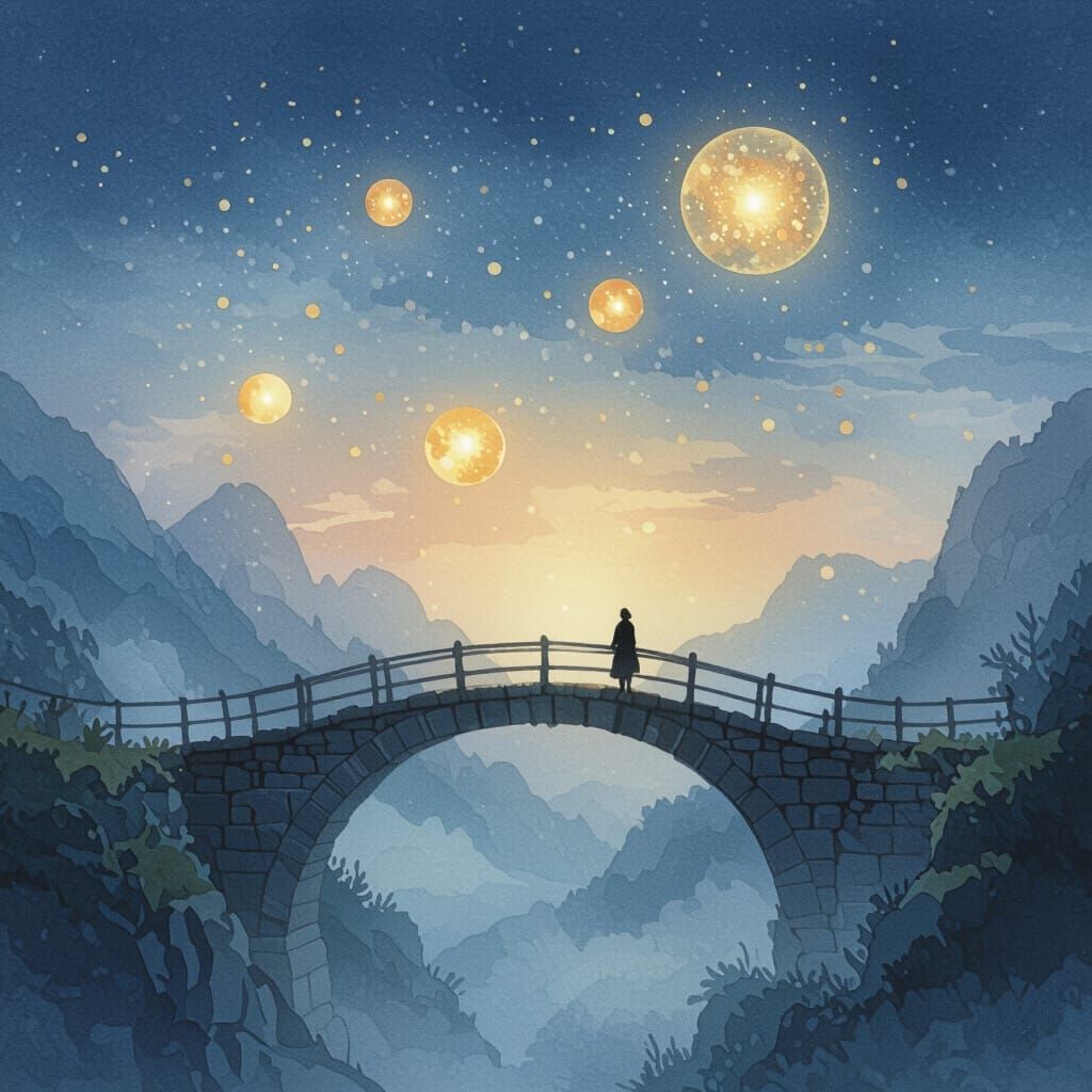 Mysterious Twilight Threshold with Ethereal Bridge
